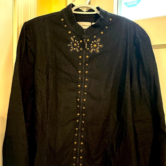 Vintage Alfred Dunner Lightweight Jacket with studded rhinestone’s around coll - Picture 1 of 3